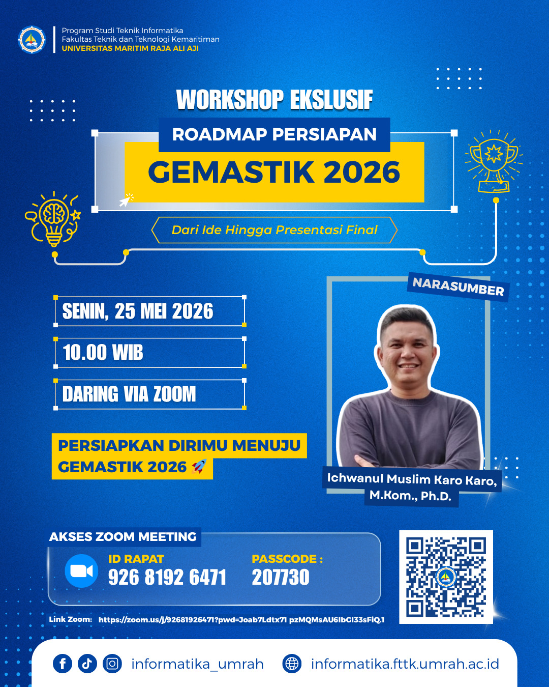 Program Studi Teknik Informatika UMRAH Gelar Workshop Eksklusif Roadmap Persiapan GEMASTIK 2026